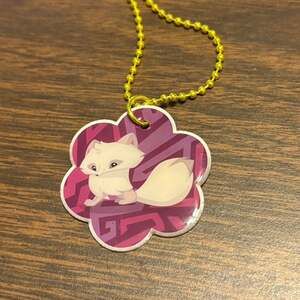 HTF 2016 Animal Jam Arctic Fox Foil Tag Necklace - Rare Discontinued AJ Collecti